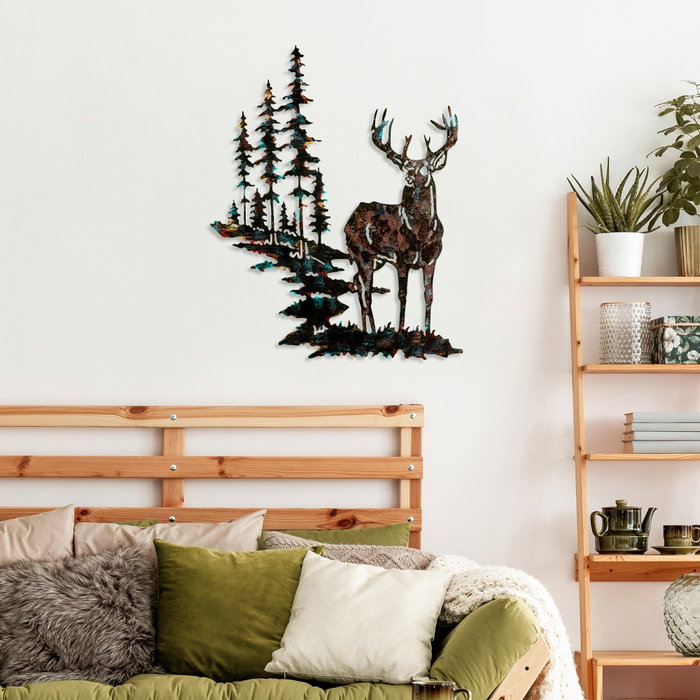 Wallity Deer Escultura de Pared de Metal Multicolor Wallity Deer Escultura de Pared de Metal Multicolor